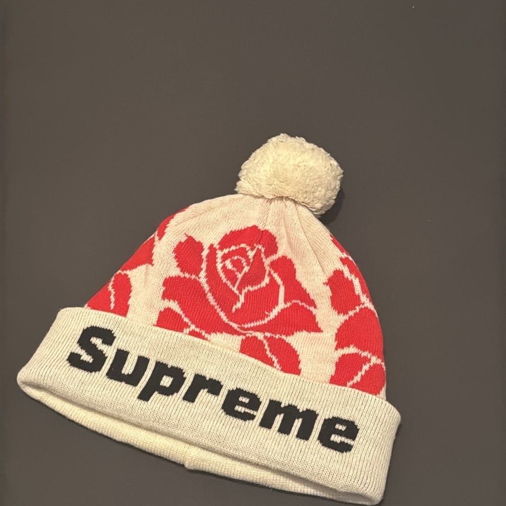 Supreme Red and Cream Beanie